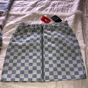 Denim Checkered skirt!